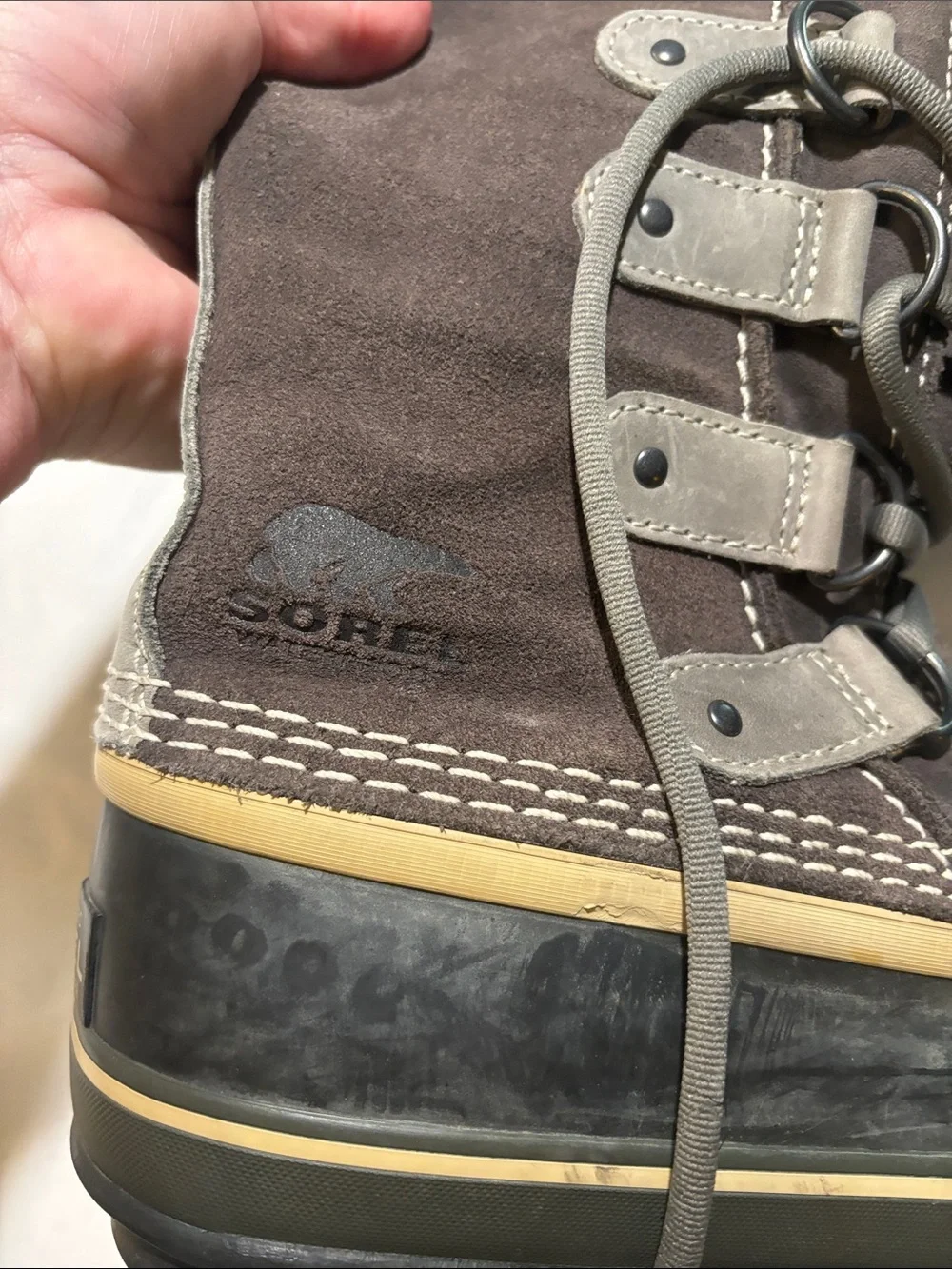 Sorel Women's Dark Brown Fur-Trim Waterproof Lace-Up Winter Boots